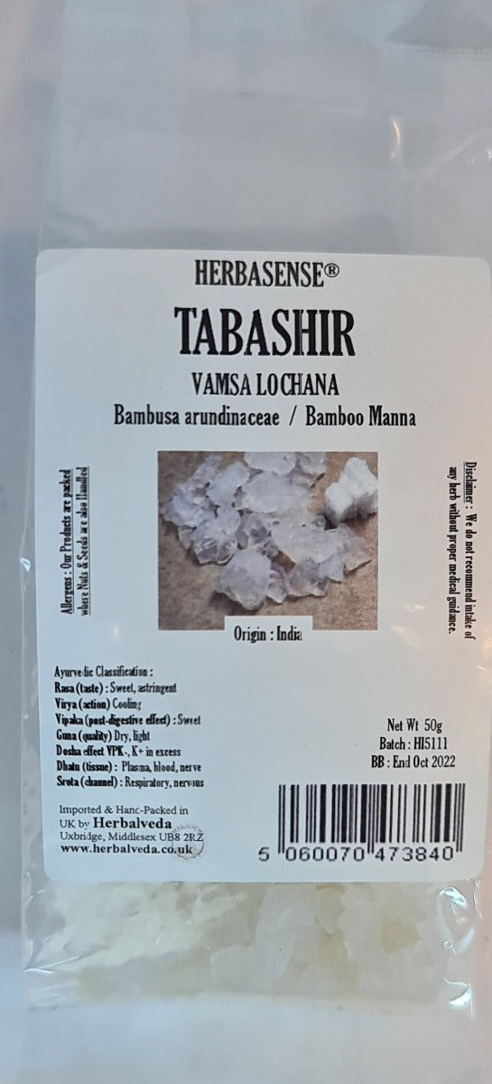 Herbasense Tabashir (Vamsa Lochana) 50g – Ayurvedic Bamboo Extract ...